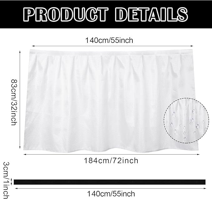 Fabric Sink Skirt Diamond Bathroom Stitch Self Stick Adhesive Waterproof Fabric Under Sink Curtain Skirt 55 x 32 Inch Adds Bathroom Storage(White,Fashion Style)