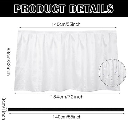 Fabric Sink Skirt Diamond Bathroom Stitch Self Stick Adhesive Waterproof Fabric Under Sink Curtain Skirt 55 x 32 Inch Adds Bathroom Storage(White,Fashion Style)