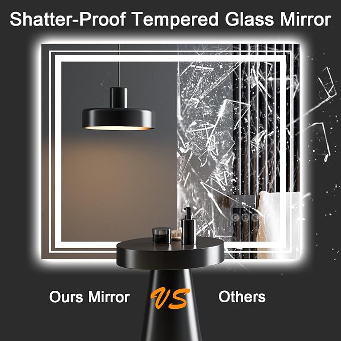 Snowdool 77 x 36 in LED Bathroom Mirror, Front and Backlit, Anti-Fog | Front and Backlit, Stepless Dimming, Anti-Fog, Memory Function