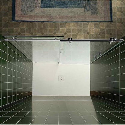 Woodbridge 56-60" W x 80" H Frameless Single Sliding Shower Door with Tempered Glass & Explosion Proof Film in Chrome Finish