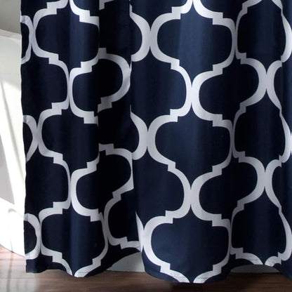 Lush Decor Geo Shower Curtain Single 72"W x 72"L Navy - Trellis Shower Curtains for Bathroom - Navy Bathroom Curtain