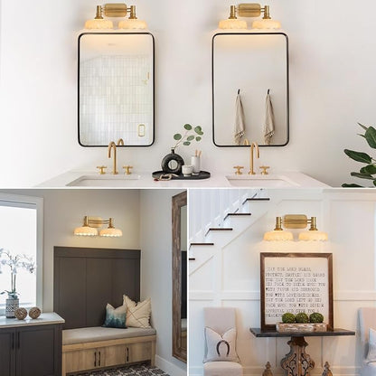 Vintage White 2 Light Bathroom Wall Sconces Vanity Lights for Kitchen Dining Room Bedroom Hallway