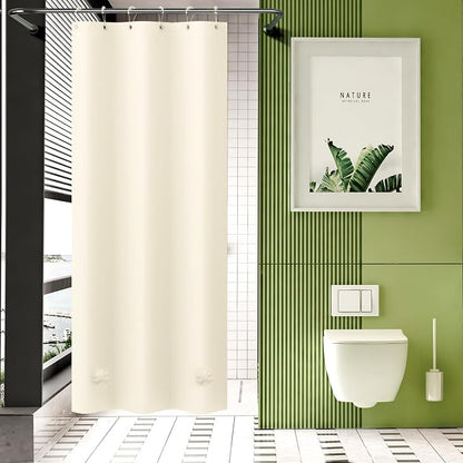 AmazerBath Stall Shower Curtain 36x72, Beige Shower Curtain Plastic, Small Shower Curtain Liner Cream Heavy Duty Thick PEVA, Walk in Shower Liner with 2 Weighted Stones and 6 Grommet Holes
