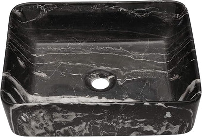 Lordear 19"x15" Rectangular Vessel Sink – Modern Above Counter Bathroom Sink Marble Porcelain Ceramic Vanity Art Basin