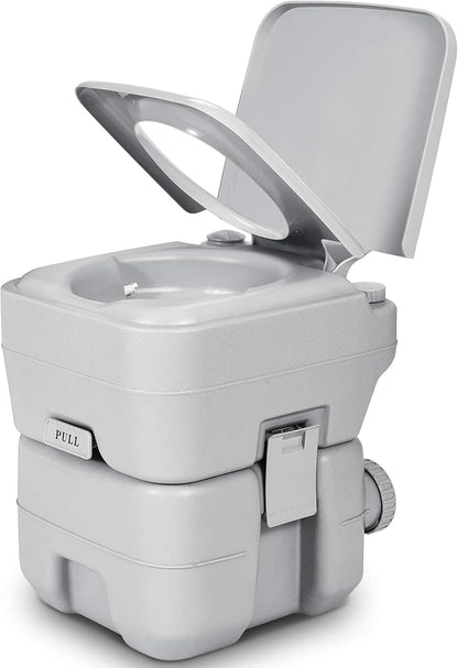 YITAHOME Portable Toilet Travel 5.3 Gallon RV Potty | Detachable Tank, Double Outlet Water Spout, for Camping, Boating, Hiking, Trips, Gray
