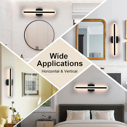 Modern Bathroom Light Fixture Over Mirror 24.0 Inch, 28W Black LED Vanity Light Bar, 5CCT Dimmable Vanity Lighting Fixtures Linear LED Wall Sconces Bar Lights for Bathroom Cabinets Bedroom