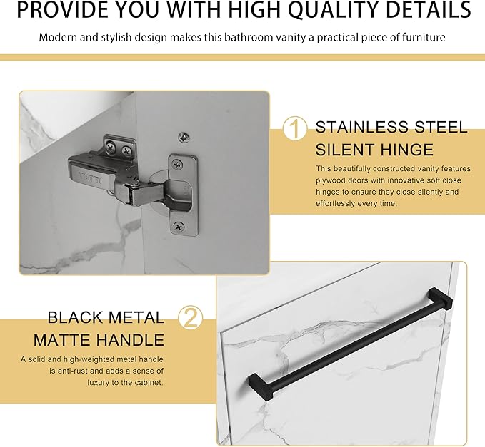 Malwee 16" Floating Bathroom Vanity with Sink, 16 inch Modern White Wall Mounted Bathroom Cabinet Combo for Small Space, Narrow Bath Wall-Hung Vanity Set with 1 Ceramic Basin and 1 Door(16cw)