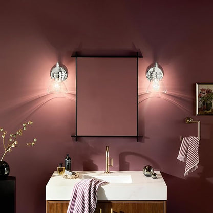 Kichler Farum 7.25" 1-Light Wall Sconce with Clear Glass in Chrome, for Fireplace, Kitchen, Bedroom, Hallway, or Vanity, (7.25" W x 9.5" H) 55153CHCLR