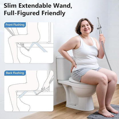 Handheld Bidet Sprayer for Toilet, Leak-Proof Stainless Steel Toilet Sprayer, Adjustable Spray Angle & Water Pressure, Toilet Bidet Sprayer for Personal Care, Elderly, Postpartum (Silver)
