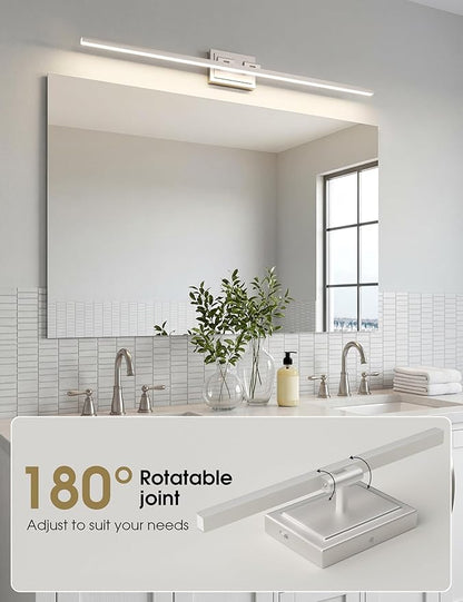 VOLISUN Modern Bathroom Vanity Light 39.4 inch, Rotatable, 24W Dimmable 5CCT Led Bathroom Light Fixture Over Mirror, Brushed Nickel Bar Vanity Light for Bathroom Mirror Cabinets-ETL Certificated