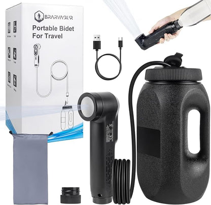 Portable Bidet for Travel, 1600mAh Electric Handheld Bidet with 2.5L Tank | USB-C Rechargeable, Dual Spray Modes (Jet/Shower), Personal Hygiene Sprayer for Home, Camping, Postpartum & Elderly Care