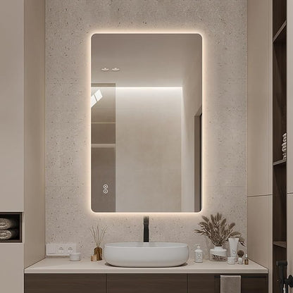 LAIYA 48"L x 32"W Rectangular LED Bathroom Mirror with Lights, HD, Anti-Fog | Dimmable LED Bathroom Mirror with Lights, Frameless Anti-Fog Vanity Mirror, HD Silver, Horizontal/Vertical Installation.