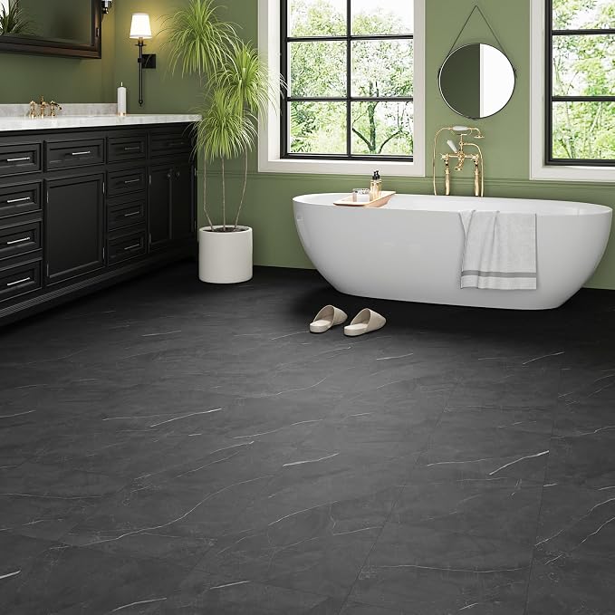 ATOPOSE Waterproof Peel and Stick Floor Tiles,30-Pack 12"x12" 30 Sq.Ft | Grey Marble,Wear-resistant and Easy Clean for Bathroom Tool-room Laundry-rooms Entryways