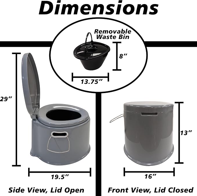 Portable Travel Toilet with Toilet Paper Holder and Removable Waste Bucket for Easy Cleaning, Lightweight Indoor or Outdoor Toilet for Camping, Road Trip, Boating - by SciencePurchase