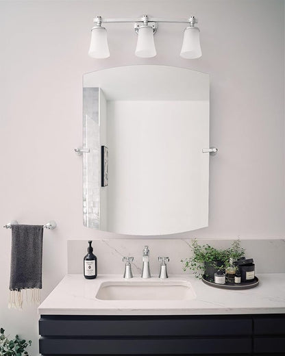 Moen YB0363CH Flara 3-Light Dual-Mount Bath Bathroom Vanity Light Fixture with Frosted Glass, Chrome