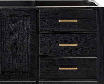 ARIEL Cambridge 66-inch Bathroom Vanity Base Cabinet,Solid Wood, 2 Soft Closing Doors, 9 Dovetail Drawers, Black Oak