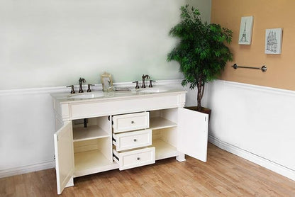 205060-D-CR 60-Inch Double Sink Vanity, Wood, Cream White