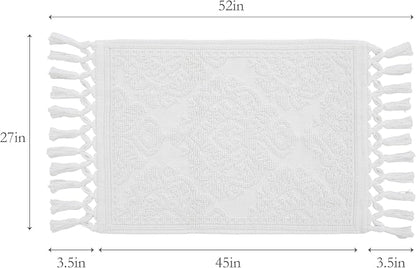 Jean Pierre - Ricardo Bath Mat, Woven Fringe Bathroom Rugs, 100% Cotton, Premium Bathroom Decor - Measures 27" x 52" - White