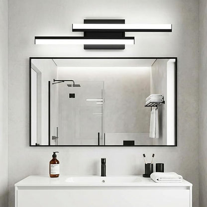 Bathroom Light Fixtures Over Mirror: 24 Inch Modern Black LED Vanity Light Bar ETL Certified | Retractable Dimmable Bathroom Lamp IP44 - Wall Light Fixture, 5700K Cool White(1 Pack)
