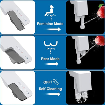 Garvee Bidet Attachment for Toilet – Apple Grey Handle Cold Water Bidet with Dual Spray Nozzles, White ABS Body, Non-Electric Toilet Attachment for Women, Seniors & Health-Conscious Users