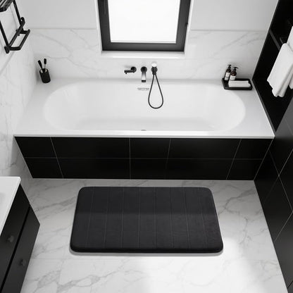 Yimobra Large Bath Mat 36"x24", Super Soft Quick Dry Memory Foam Bathroom Rug, Water Absorbent, Non Slip Backing Machine Washable for Tub Shower, Thick Comfort Support, Black