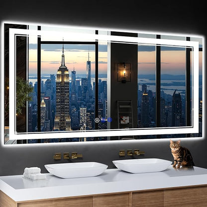 60"x30" LED Bathroom Mirror with Lights,Anti-Fog,3 Color Modes