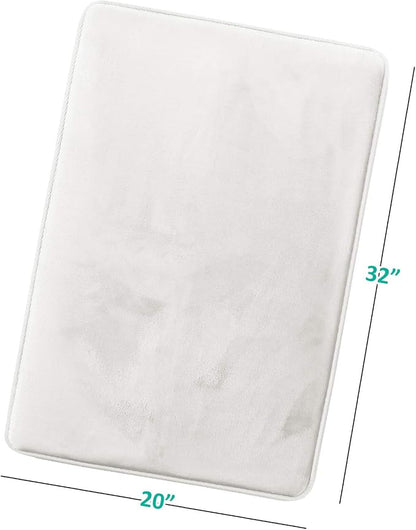 Clara Clark Bathroom Rugs, Velvet Memory Foam Bath Mat, Non-Slip, Machine Washable Bath Rugs - Dries Quickly, Ultra Soft Plush Bath Mats for Bathroom, 20 x 32, Solid White