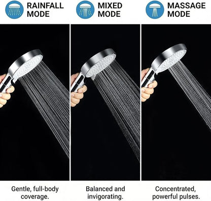 Filtered Shower Head with Handheld High Pressure 3 Spray Mode Showerhead | Detachable Shower Head Water Softener Filters Beads for Hard Water Remove Chlorine (Chrome)