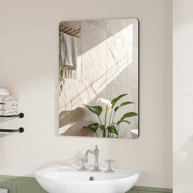 Medicine Cabinet Mirror with 2 Adjustable Shelves, Bathroom Mirror with Storage, Recessed or Wall Mount Bathroom Cabinet, Black UNGGX004H