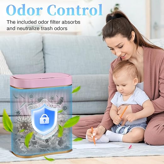 Ogikey Bathroom Small Trash Can with Automatic Touchless Lid, 2.6 Gallon Smart Garbage Can Narrow Waterproof Trash Bin for Bedroom, Office, Living Room