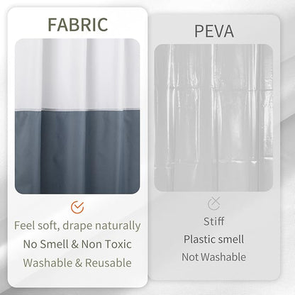 ALYVIA SPRING Waterproof Shower Curtain or Liner White/Stone Blue, 72x72 | 3 Magnets, Soft Cloth & Hotel Quality, Machine Washable, Light-Weight, Standard Size