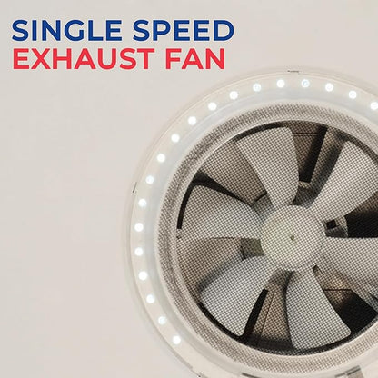 MAXXAIR Maxxfan Mini Plus Vent 6"" Single Speed Exhaust Fan - Quiet and Energy Efficient RV Ventilation & Lighting, White (00-03801)