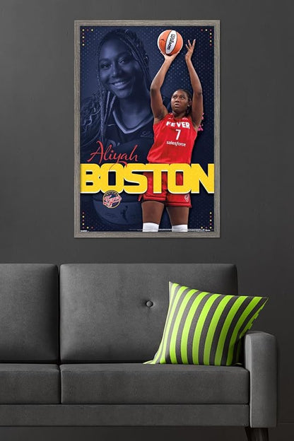 Trends International WNBA Indiana Fever - Aliyah Boston 25 Wall Poster, 34L x 22.4W, Barnwood Framed Version