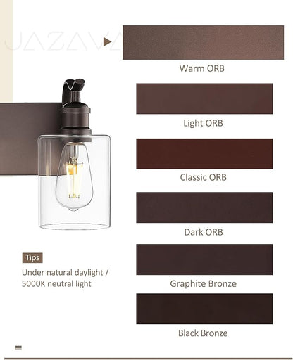 4-Light Bathroom Vanity Light,White Frosted Glass,Oil Rubbed Bronze | 27 Inch Over Mirror Wall Light,E26 sockets,for bathroom mirror,powder room,dressing area