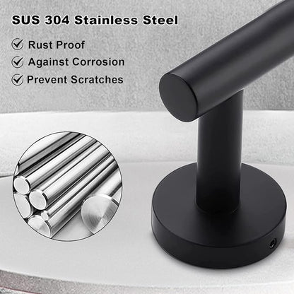 8 Pieces Bathroom Towel Rack Set, Includes 2PCS 23.6 inch Towel bar, 2PCS Towel Hook, 2 PCS Towel Ring, 2PCS Toilet Paper Holder-Matte Black Bathroom Accessories Sets