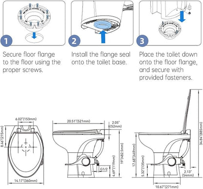 SEAFLO Ceramic Residential Height Camper/RV Toilet with Sprayer Attachment & Elongated Ceramic Bowl, 19” Standard Height, Gravity Flush System, Foot Pedal Operation, Soft Close Seat, 4-Year Warranty