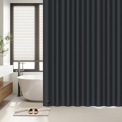 EHZNZIE Shower Curtain Liner Light Weight PEVA, Shower Liner 72x72 Inches, Waterproof, No Chemical Smell with 12 Rust Proof Metal Grommets for Bathroom Shower Curtain, Black