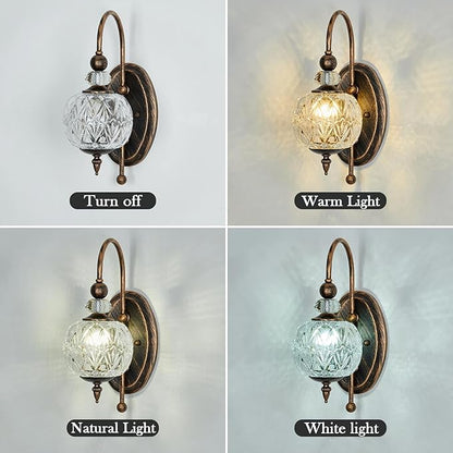 Vintage Bronze Wall Sconce with Glass Globe Shade Mid Century G9 Bulb Wall Light Indoor Wall Lamp for Bathroom Farmhouse Bedroom Living Room Hallway