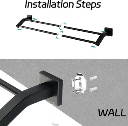 Alise Double Towel Bar,32" Towel Rack for Bathroom Wall Mounted,Matte Black | SUS304 Stainless Steel Bathroom Towel Holder, Quick Drying Towel Hanger Towel Rod, Useable Length 30.8"