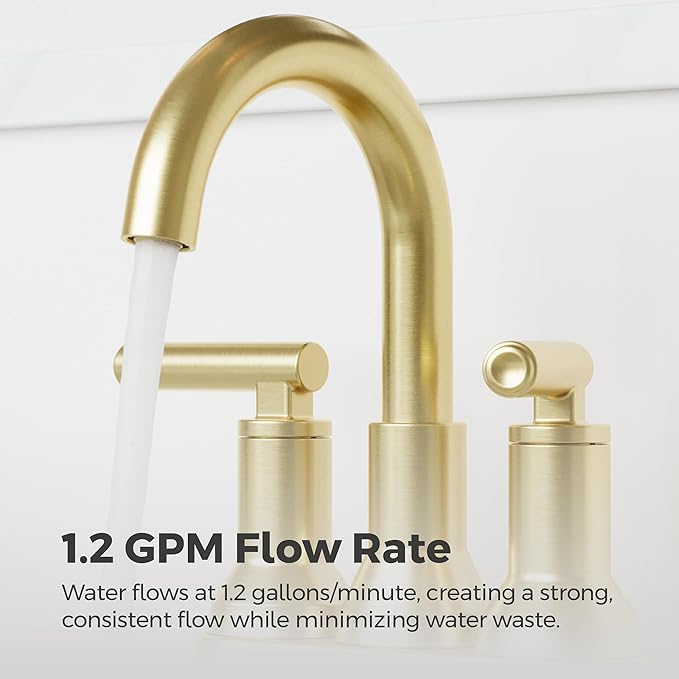Pfister Capistrano Bathroom Sink Faucet, 4-Inch Centerset, 2-Handle, 3-Hole, NSF Certified, Brushed Gold Finish, LF048CSOBG