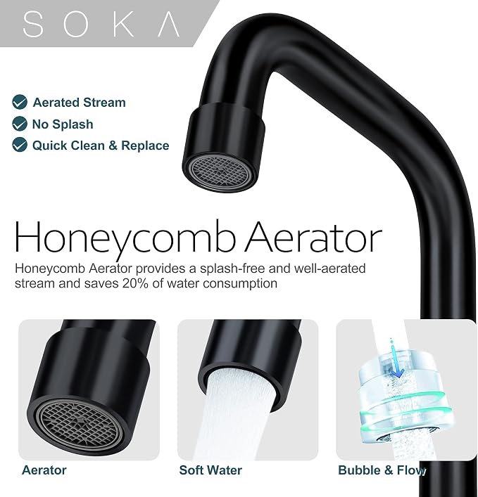 SOKA Centerset Bathroom Faucet 2 Handles 4 Inch Commercial Hand Sink Touch Faucets 3 Hole Bathroom Sink Faucet