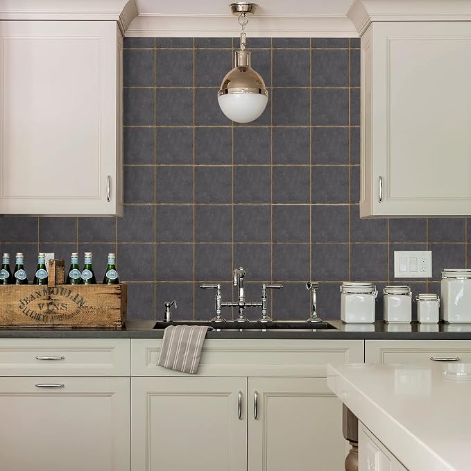 Alwayspon Stone Effect Vinyl Sticker Peel and Stick, Self-Adhesive Wall Tile Transfers Backsplash Sticker Decal for Kitchen Bathroom, 6x6inch/15x15cm 10Pcs, T027