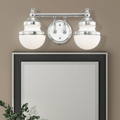 Livex Lighting 5712-05 Transitional Two Light Bath Vanity from Oldwick Collection Finish, Polished Chrome 15 x 7.25 x 8.25
