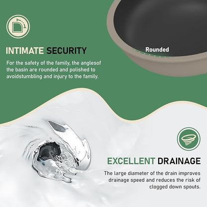 20x16 Inch Black Oval Undermount Bathroom Sink | Interior Bowl Size 17"W x 14"D, Ceramic, Curved Bottom, Easy to Clean, with Overflow, Ideal for Bathroom, Lavatory, Vanity