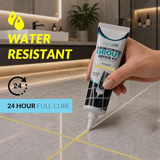 Premixed Tile Grout Repair - Cream Ivory 2-Pack (17.6oz/500g) | Acrylic sanded formula, for bathroom shower kitchen tile, water-resistant, 24-hour cure, 58 sq ft, value 2-pack