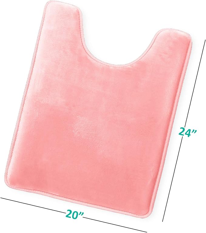 Clara Clark Bathroom Rugs, Velvet Memory Foam Bath Mat, Non-Slip, Machine Washable Bath Rugs - Dries Quickly, Ultra Soft Plush Bath Mats for Bathroom, 20 x 24, Coral Pink