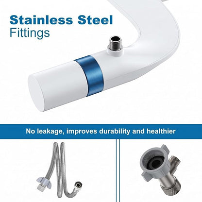 Bidet Attachment For Toilet, Non Electric Dual Nozzle Bathroom Sprayer | Self Cleaning Nozzle, Adjustable Pressure Control, Slim Design, Easy Installation, RV & Home Use