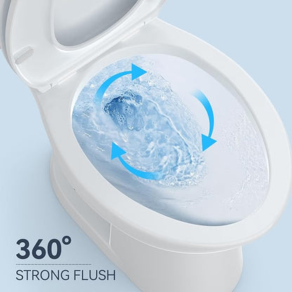 Two Piece Toilet with ADA Height, Elongated Ceramic Bowl and Locking PP Lid - Side Push Handle, CUPC Certified, Water Efficient 1.28 GPF, Modern Design