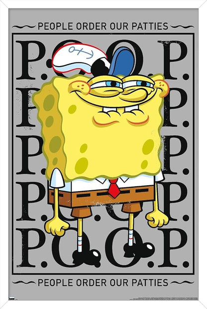 Trends International Nickelodeon Spongebob - P.O.O.P. Wall Poster, 34L x 22.4W, White Framed Version