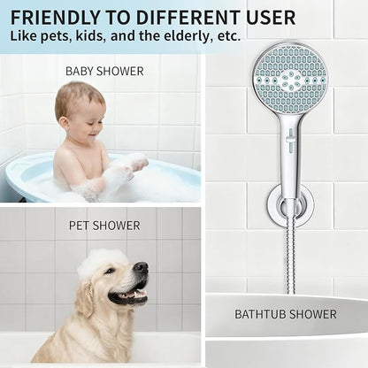 Shower Head With Handheld, 9-Mode High Pressure Handheld Showerhead | Built-in Pause Mode & Power Wash, Anti-clog Nozzles Hand Shower, Leakproof 71 Inch Hose & Adjustable Bracket, Chrome